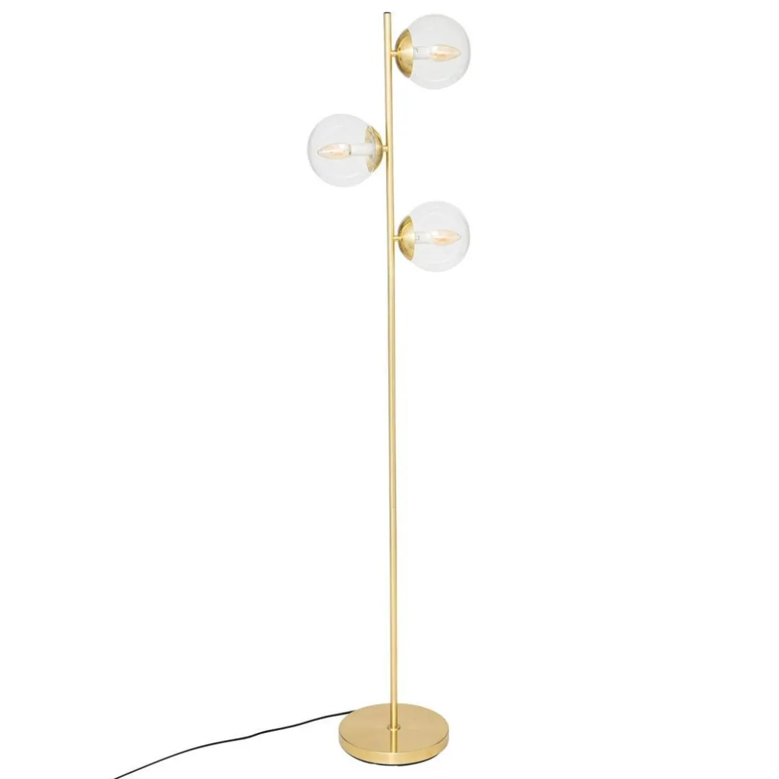 Lampadaire droit H162cm en métal doré