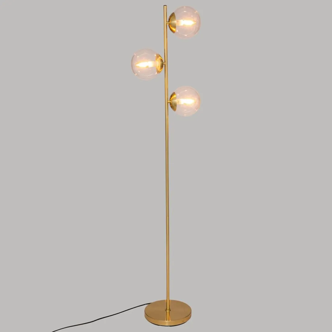 Lampadaire droit H162cm en métal doré