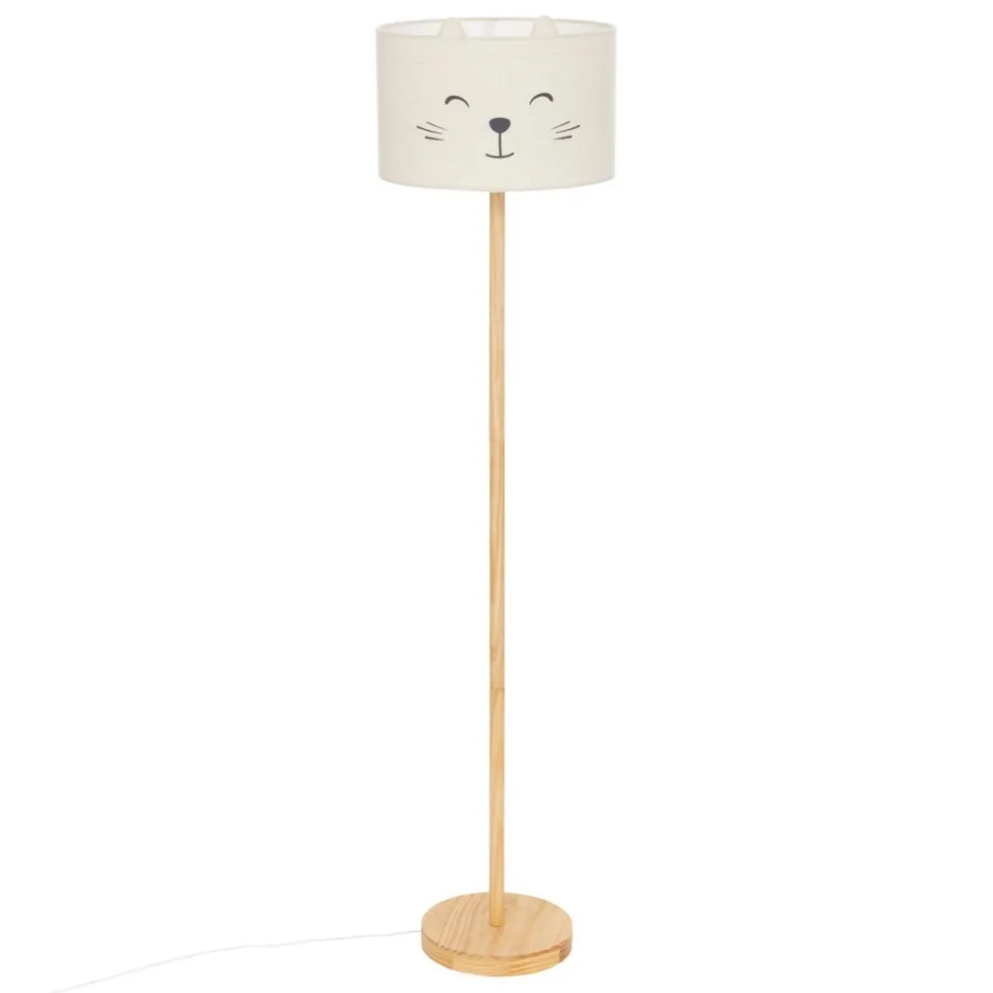 Lampadaire enfant chat en bois de pin