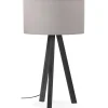 Lampe à poser design 'SPRING MINI' avec abat-jour gris et trépied noir