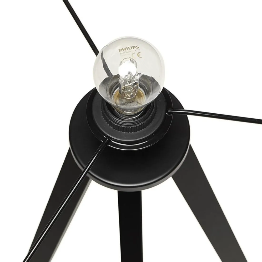 Lampe à poser design 'SPRING MINI' avec abat-jour gris et trépied noir