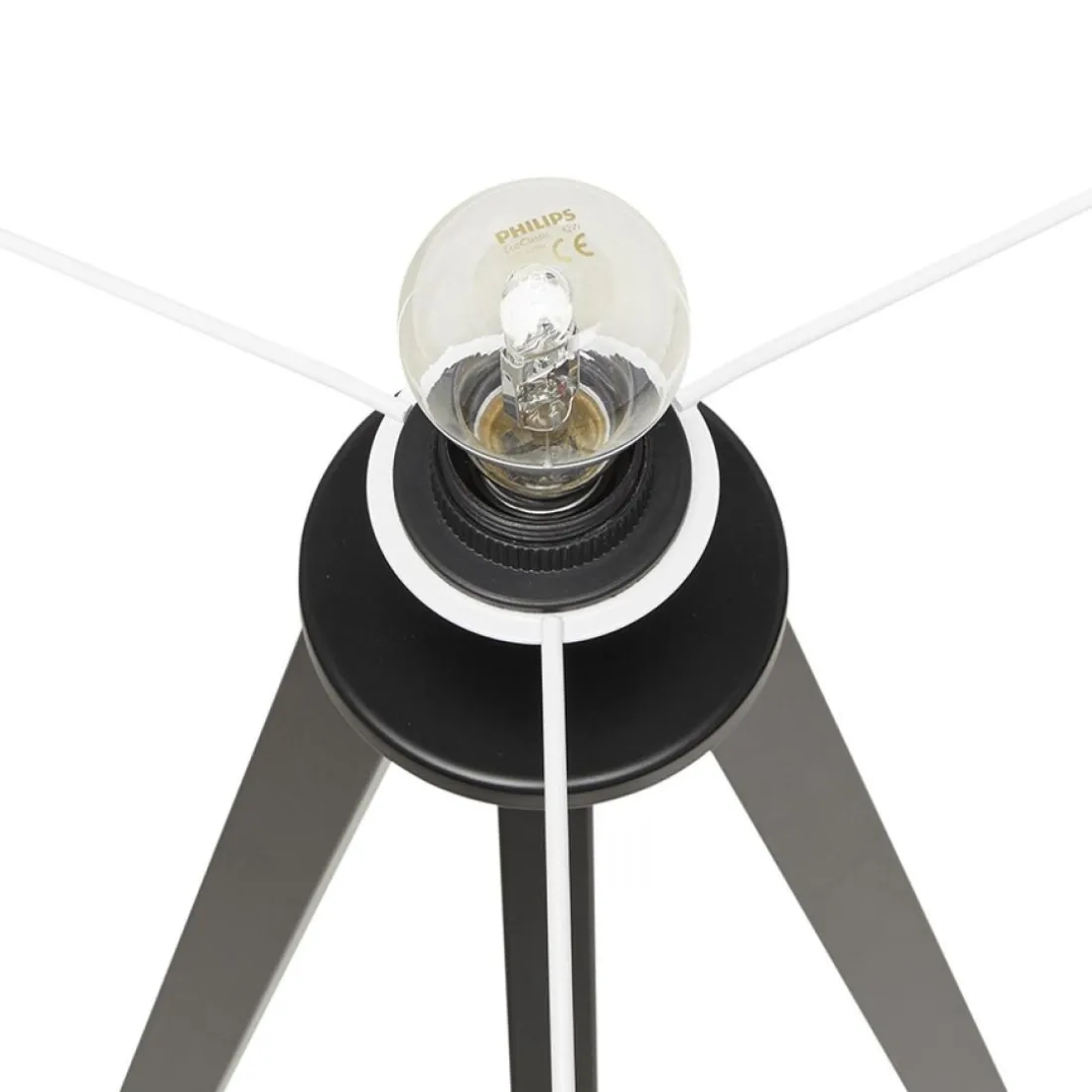 Lampe à poser design 'SPRING MINI' avec abat-jour blanc et trépied noir