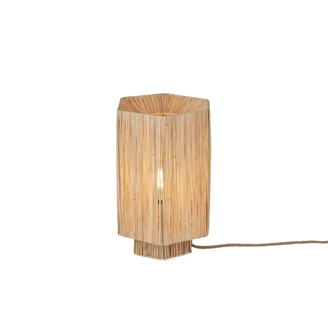 Lampe de table raphia Panama ronde octogonale naturel