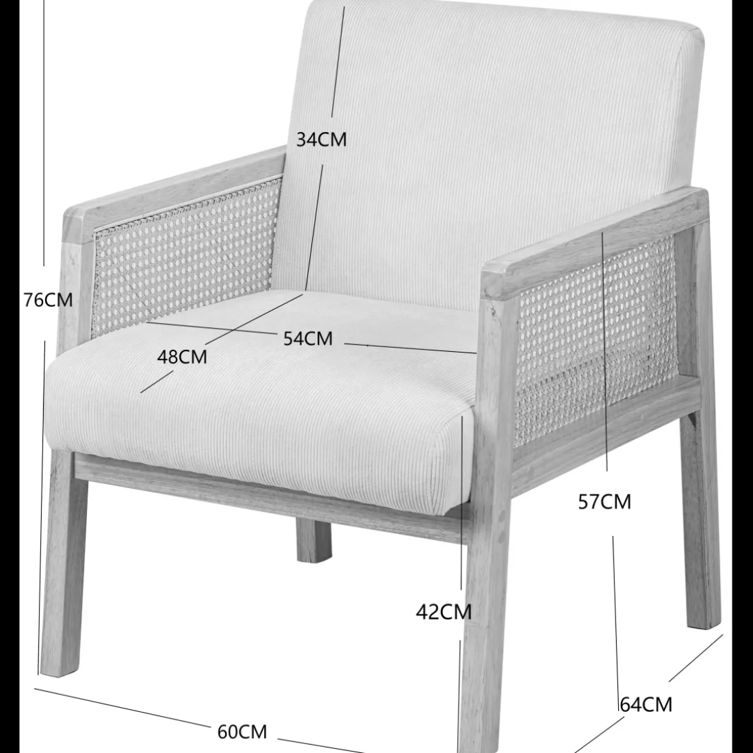 Le fauteuil de salon BORGO avec design scandinave Blanc