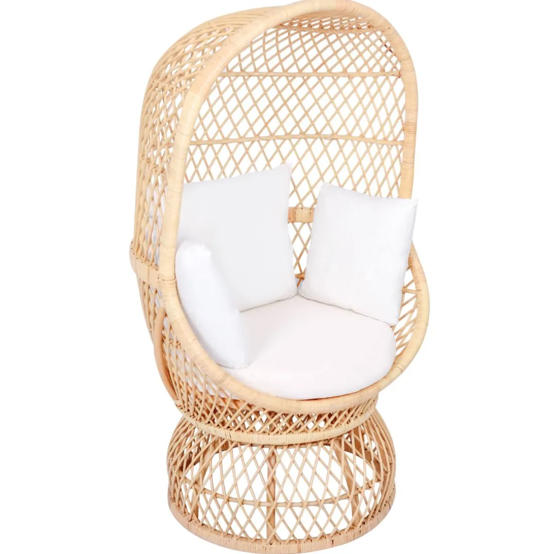 Le Fauteuil MANADO design scandinave épuré assise en rotin naturel et tissu etanche