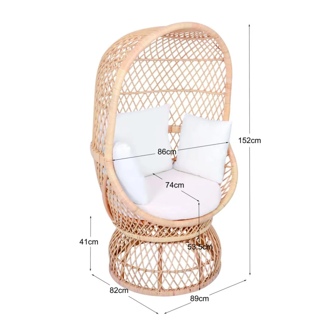 Le Fauteuil MANADO design scandinave épuré assise en rotin naturel et tissu etanche