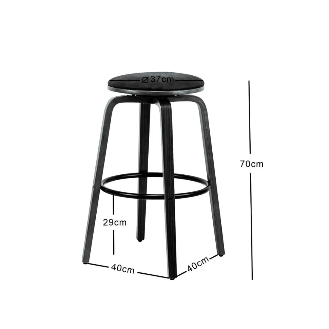 Le lot de tabouret de bar MORENO design industriel élégant assise garnie de mousse ultra-dense