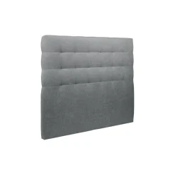 Lit avec tête de lit capitonnee tissu et sommier tapissier gris anthracite