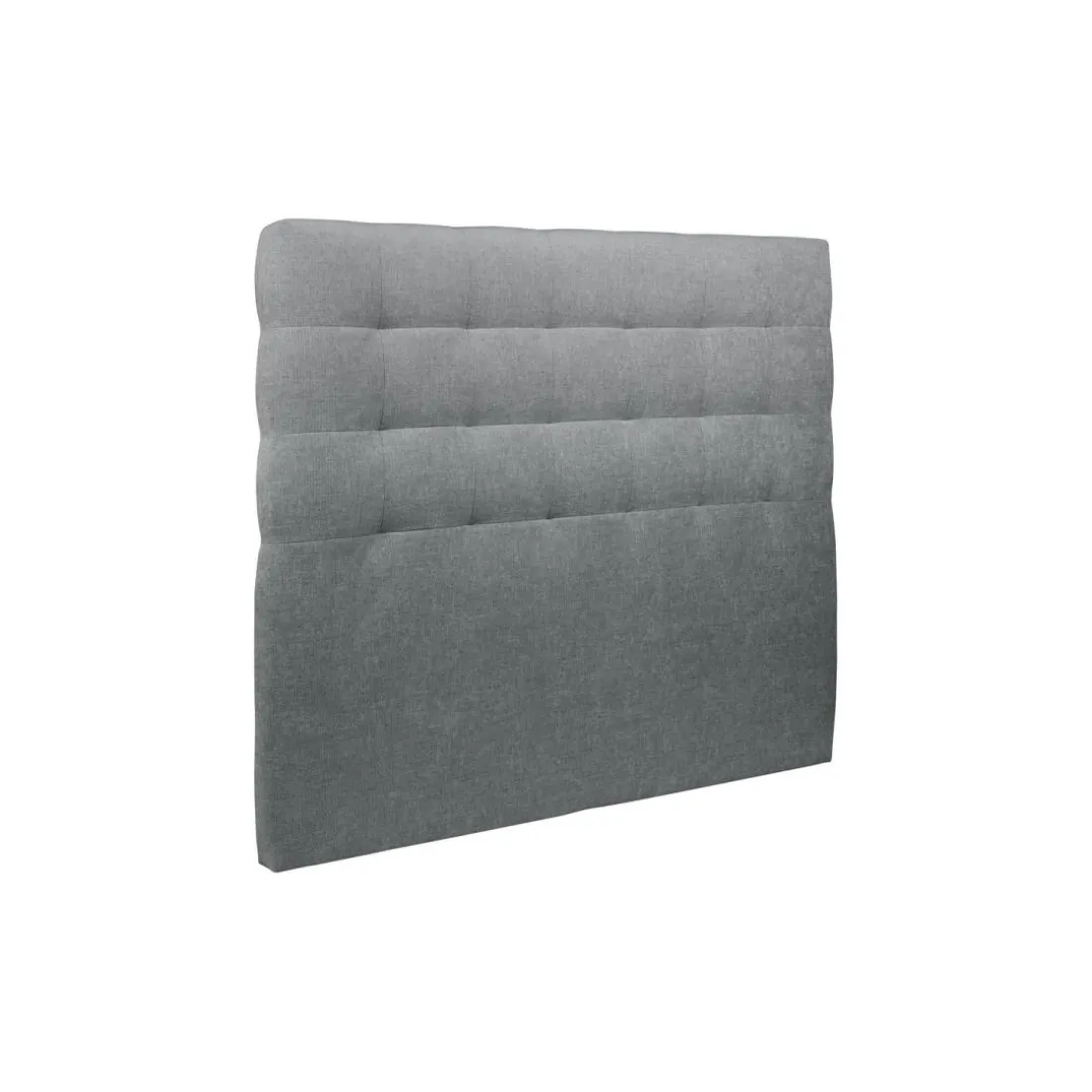 Lit avec tête de lit capitonnee tissu et sommier tapissier gris anthracite