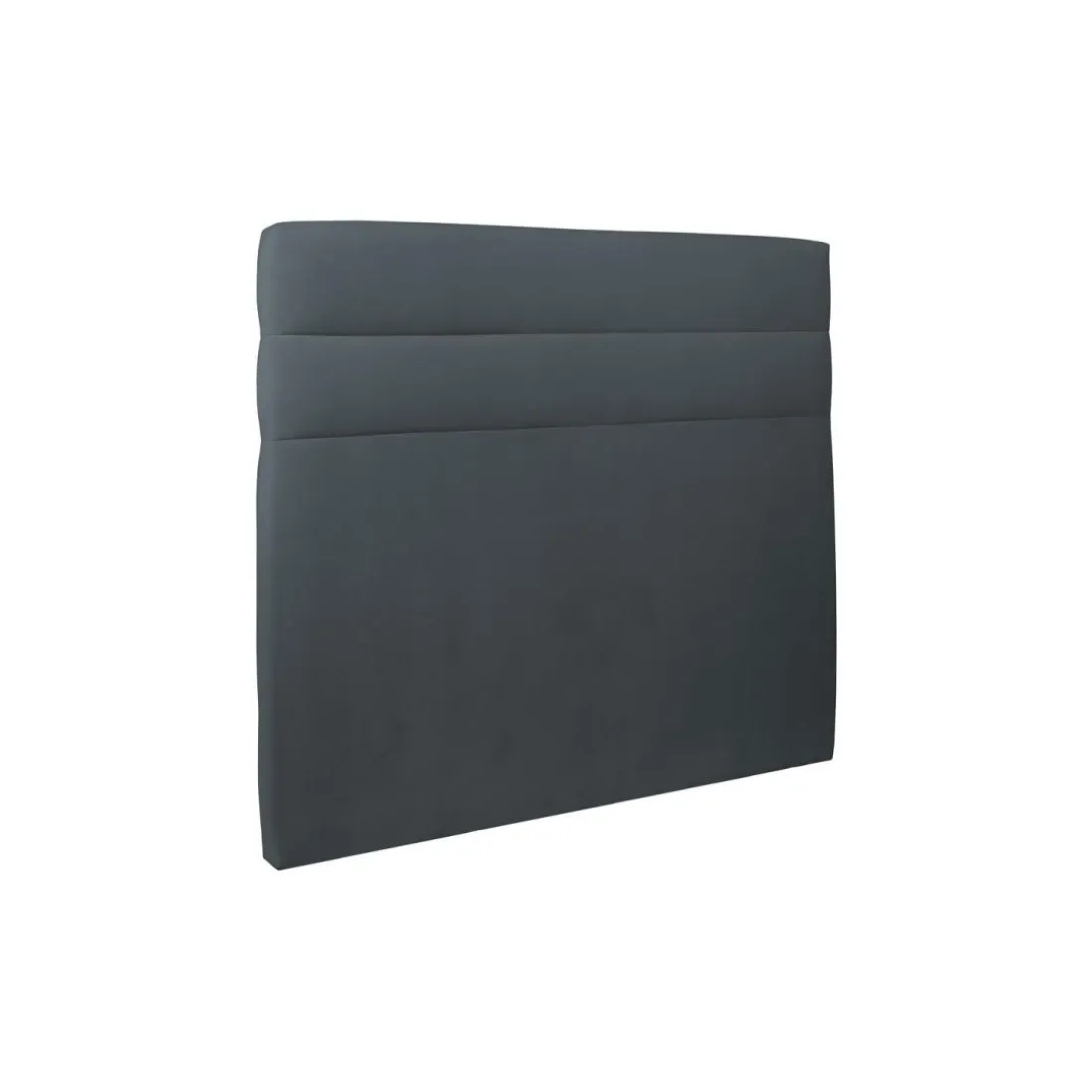 Lit avec tête de lit lignes velours et sommier kit gris anthracite