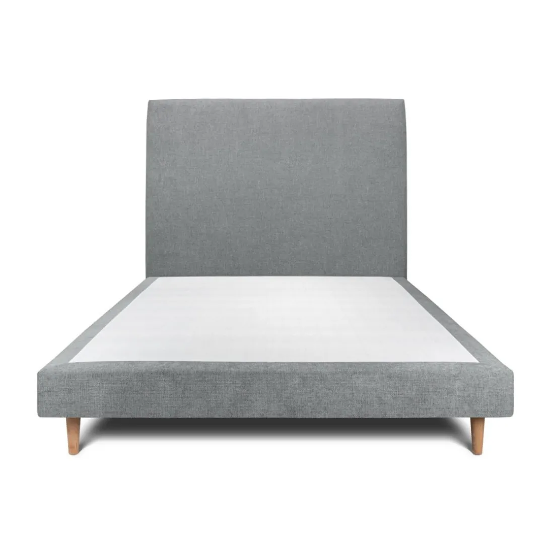 Lit avec tête de lit tapissier tissu et sommier tapissier gris anthracite