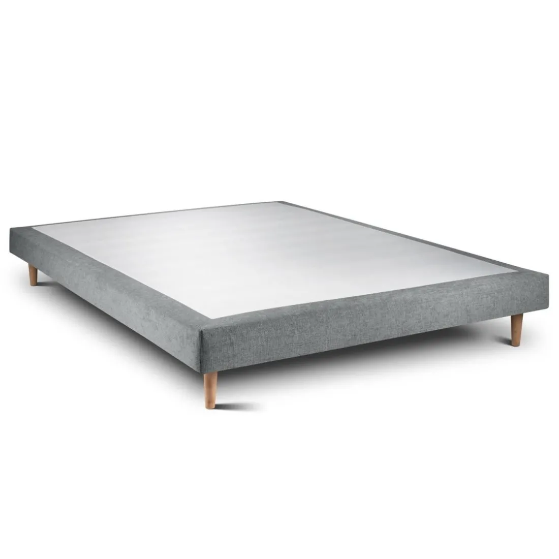 Lit avec tête de lit tapissier tissu et sommier tapissier gris anthracite