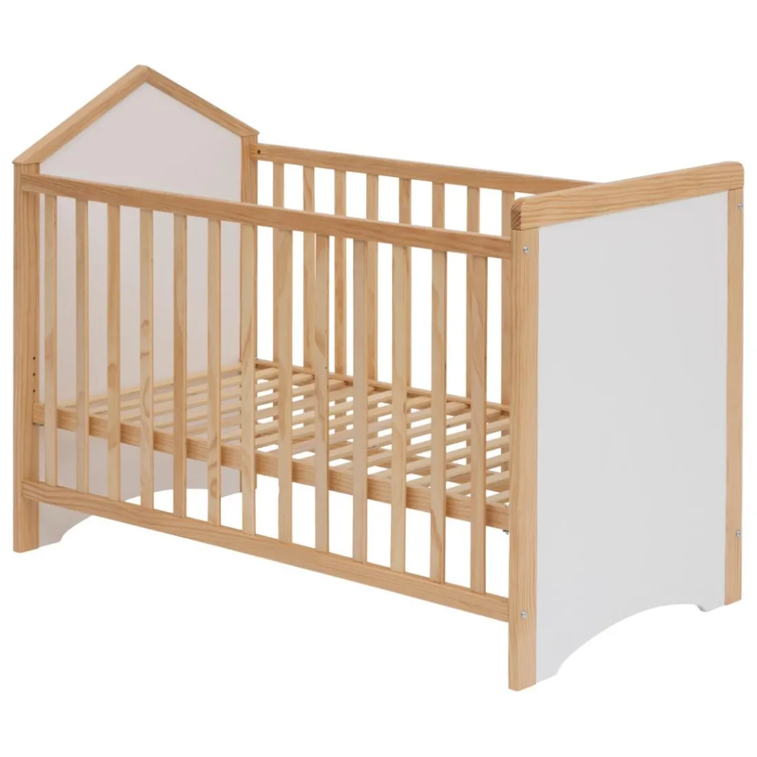 Lit bébé avec sommier intégré Blanc en Pin