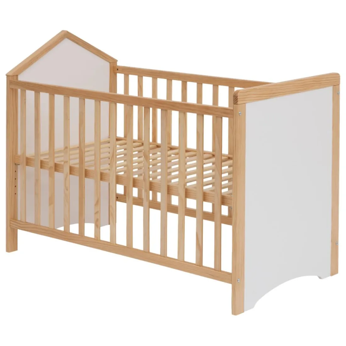 Lit bébé avec sommier intégré Blanc en Pin