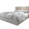 Lit boxspring avec matelas et sur-matelas inclus MERIL 140x200cm Tissu Beige