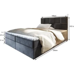 Lit boxspring avec matelas et sur-matelas inclus PRATA 180x220cm Velours Noir