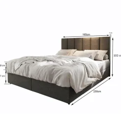 Lit boxspring avec matelas et sur-matelas inclus MERIL 160x200cm Tissu Beige