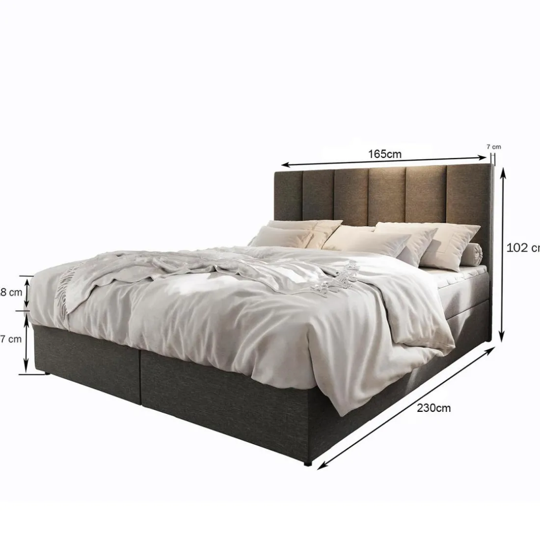 Lit boxspring avec matelas et sur-matelas inclus MERIL 180x220cm Simili Noir