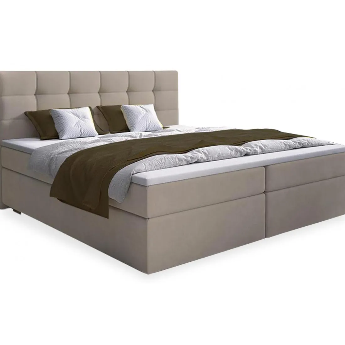 Lit Boxspring ROVINKA 160cm Tissu Beige