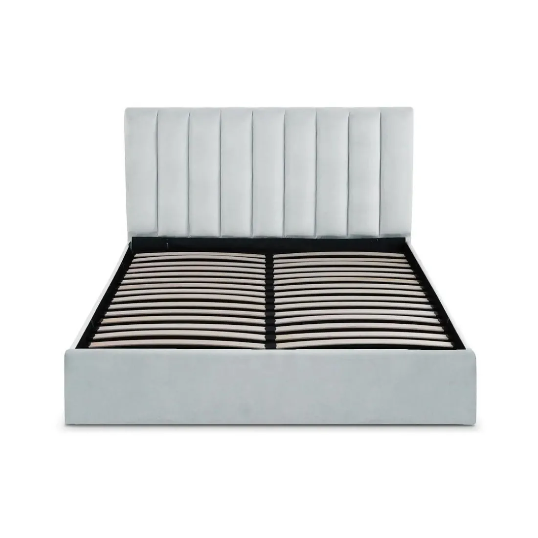Lit Coffre + Sommier Velours Argent DREAMY 160cm