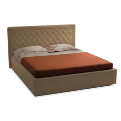 Lit coffre AROLDSEN 140cm Velours Beige