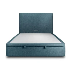 Lit coffre avec tête de lit tapissier Bouclette Bleu