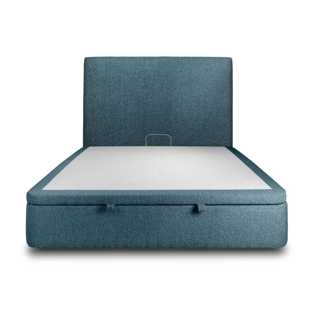 Lit coffre avec tête de lit tapissier Bouclette Bleu