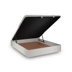Lit coffre avec tête de lit capitonnee Velours Gris clair