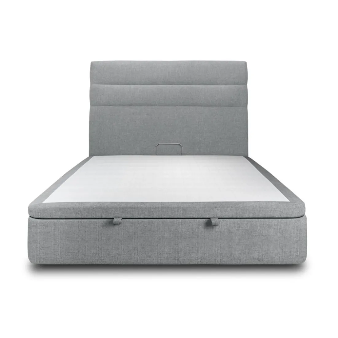 Lit coffre avec tête de lit lignes Tissu Gris anthracite