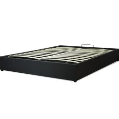 Lit coffre cancun tissu gris fonce