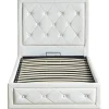 Lit double GRIMALI avec sommier relevable 140x190cm Simili Blanc