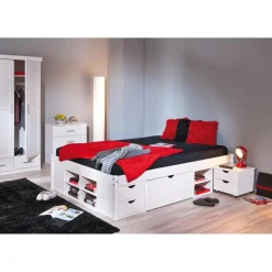 Lit en Pin Avec Espaces De Rangement Mobiles Blanc 140x190 KOLO