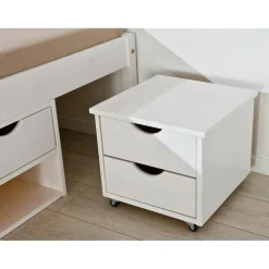 Lit En Pin Massif Avec Espaces De Rangement Mobiles Blanc 160x200 KOLO