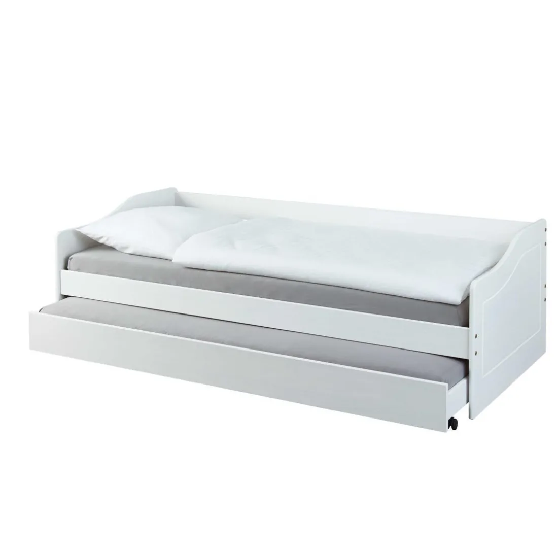 Lit Gigogne en Bois Massif Blanc