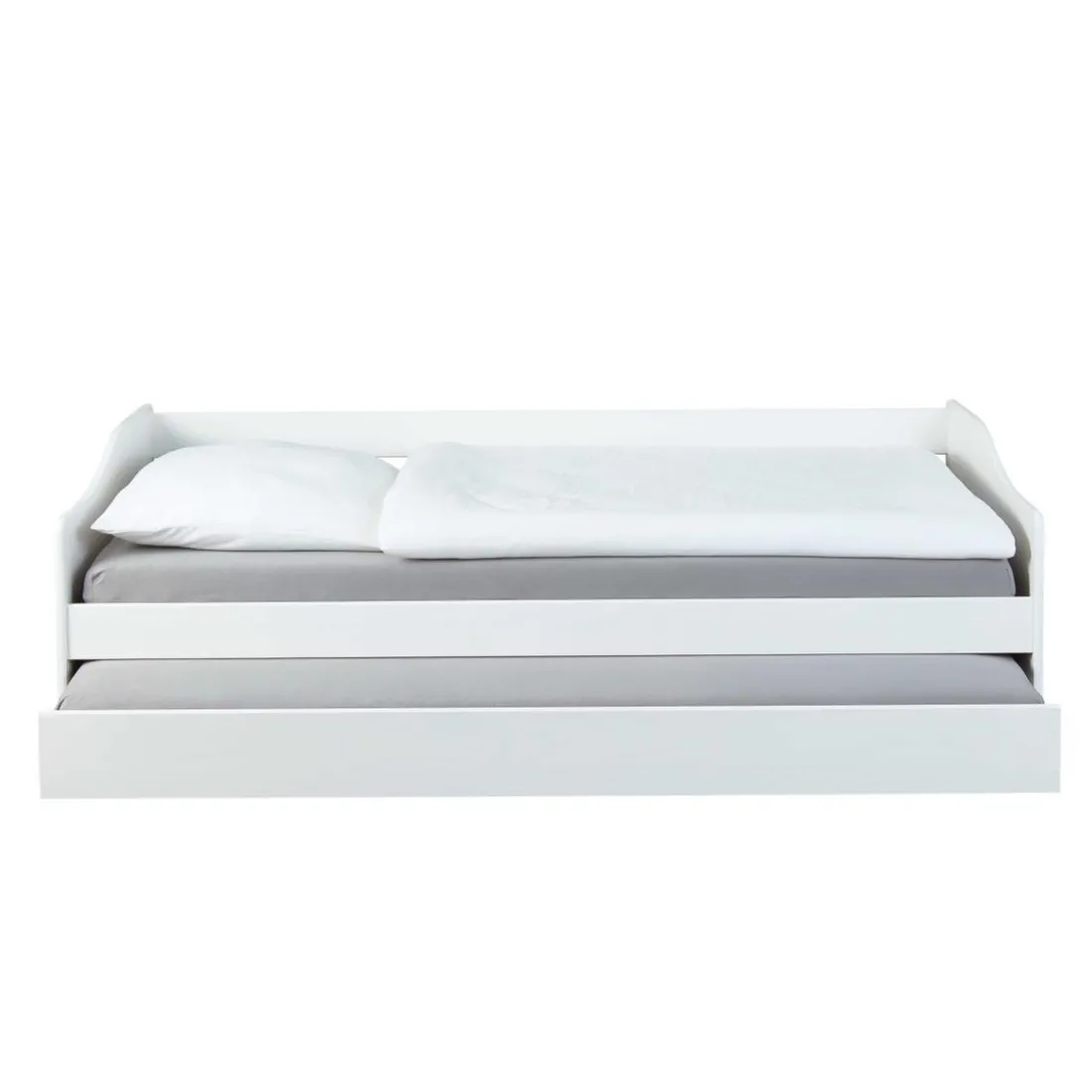 Lit Gigogne en Bois Massif Blanc