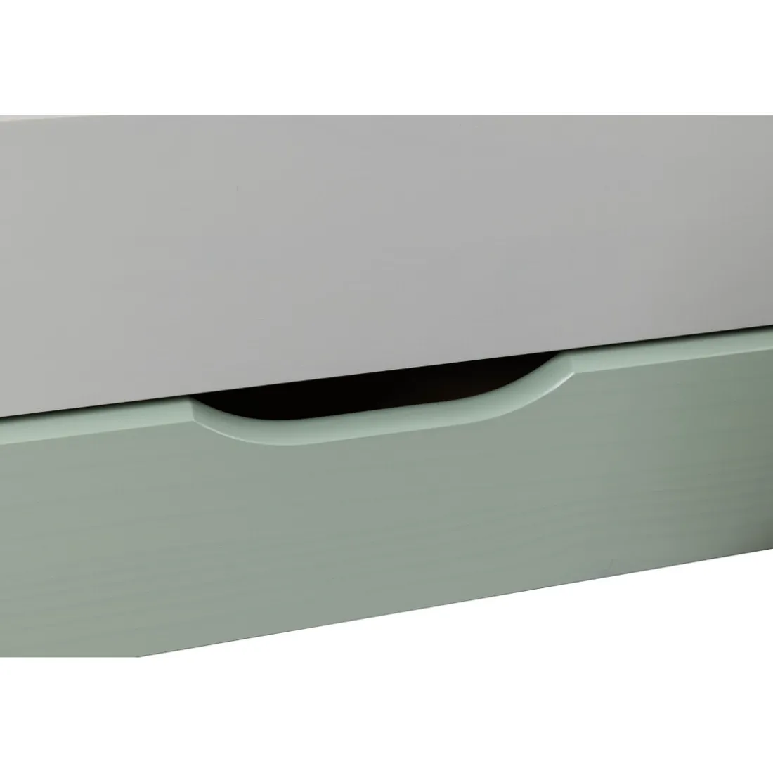 Lit Gigogne en Bois Massif Gris et Vert