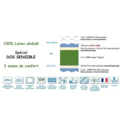 Lit Relaxation Matelas 100% Latex 5 Zones + Sommier Merisier Lattes Avec Réglage Fermeté Au Niveau Lombaire