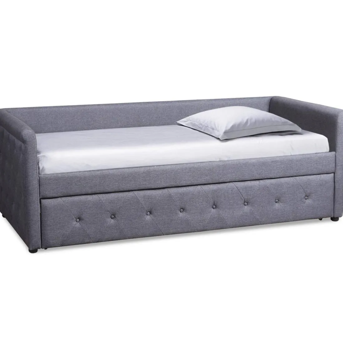 Lit simple gigogne Garry Tissu Gris Foncé