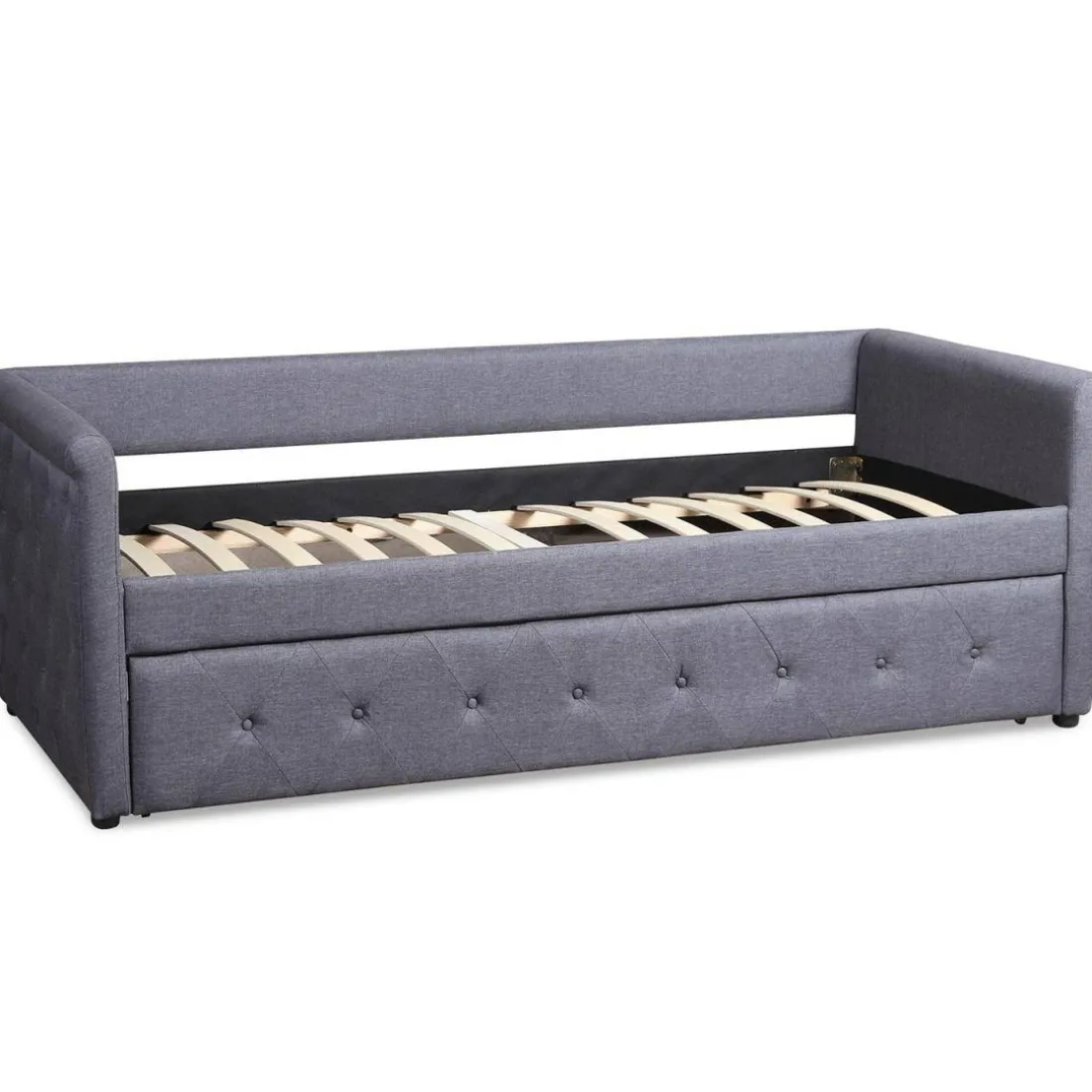 Lit simple gigogne Garry Tissu Gris Foncé
