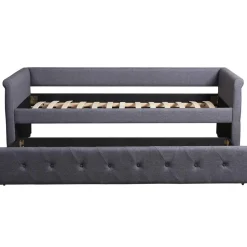 Lit simple gigogne Garry Tissu Gris Foncé