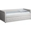 Lit simple gigogne Garry Tissu Beige grisé