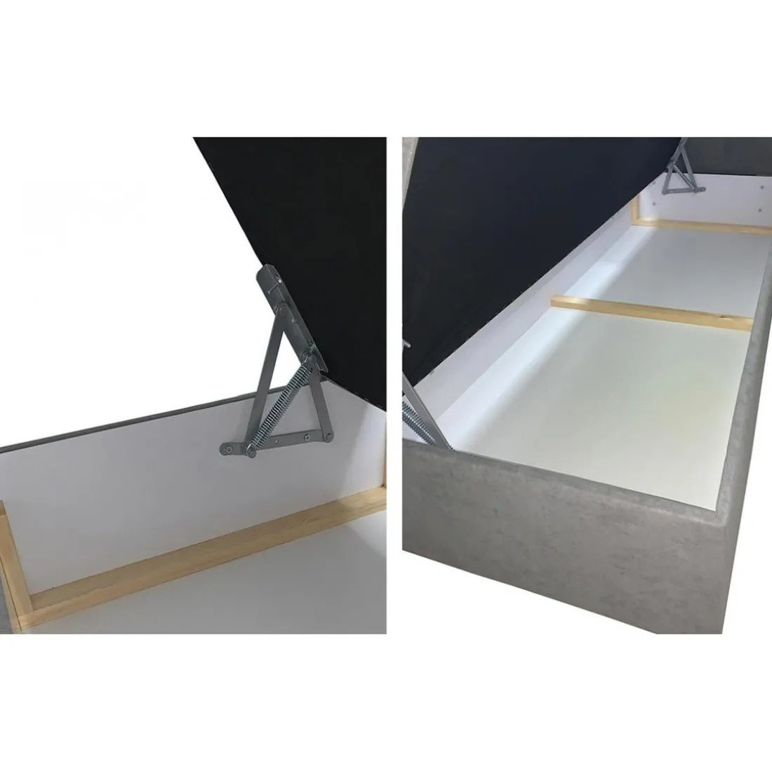 Lit-Coffre Avec Matelas Et Sur-Matelas ROVINKA 140cm Tissu Beige