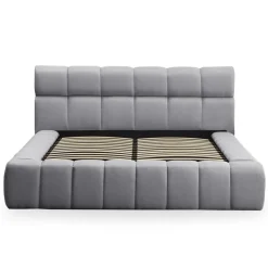 Lit-coffre complet avec rebords matelassés Challow Tissu Gris foncé