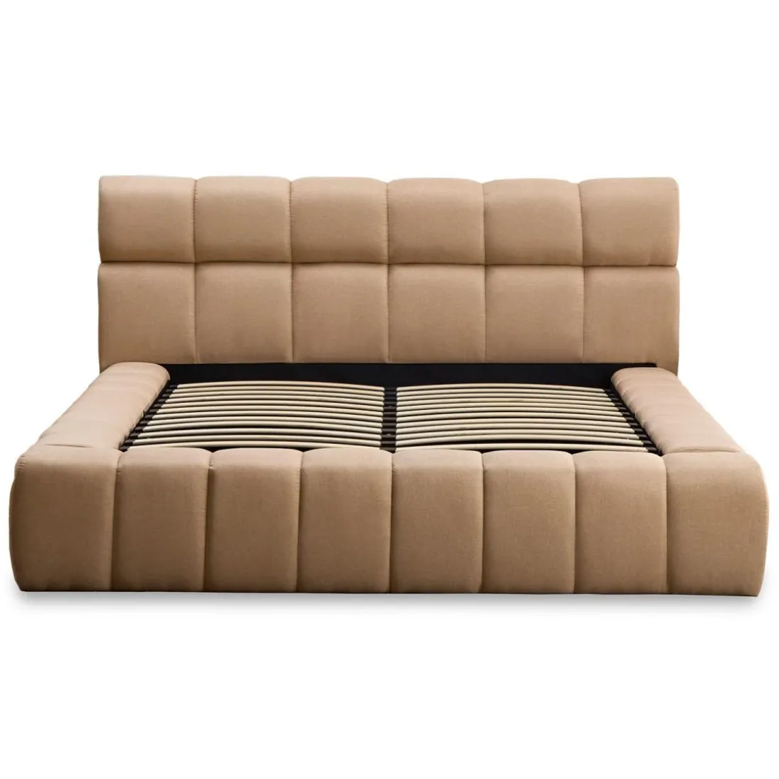 Lit-coffre complet avec rebords matelassés Tissu Beige