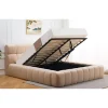 Lit-coffre complet avec rebords matelassés Tissu Bouclette Beige Challow