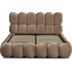 Lit-coffre design boule Bilbola avec sommier relevable Velours Taupe