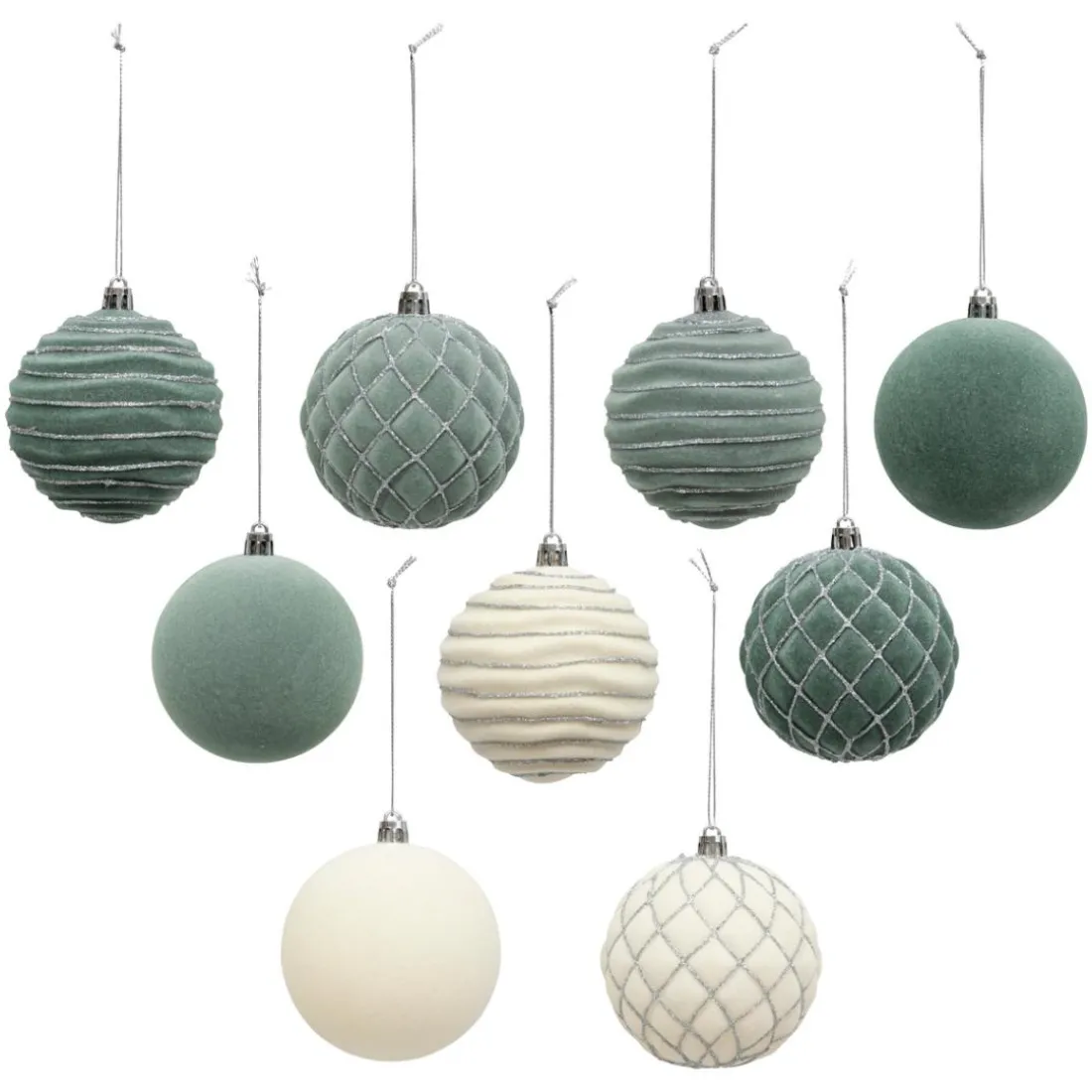 Lot 9 boules Vert déco