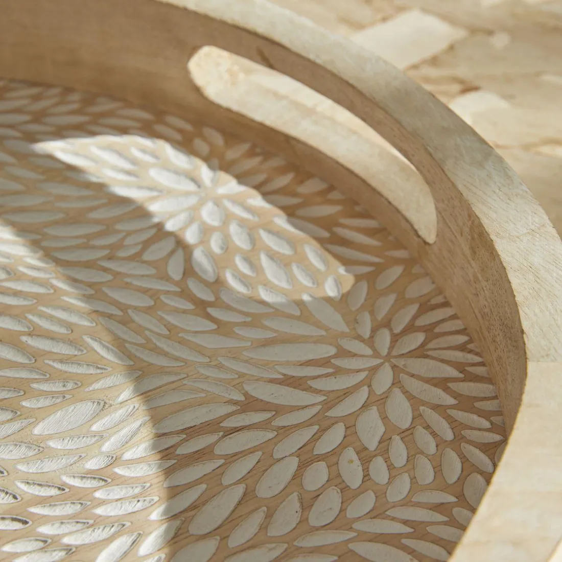 Lot 2 Plateaux arrondis en bois de manguier FACTORY