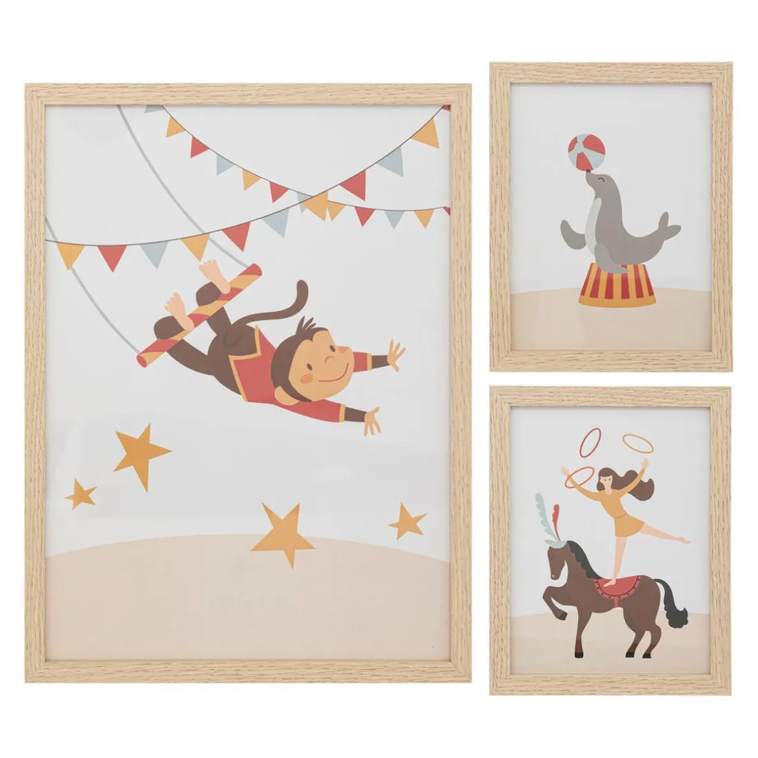Lot de 3 cadres Beige en papier et bois