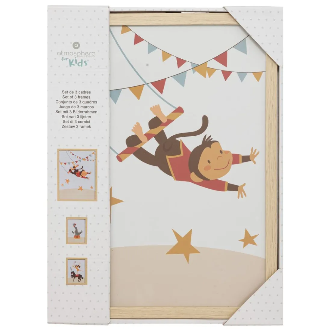 Lot de 3 cadres Beige en papier et bois